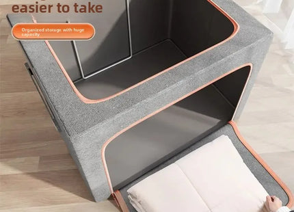 Large Foldable Fabric Storage Box - Steel Frame Transparent Lid Dustproof