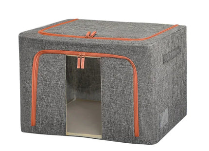 Large Foldable Fabric Storage Box - Steel Frame Transparent Lid Dustproof