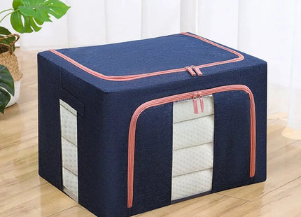 Large Foldable Fabric Storage Box - Steel Frame Transparent Lid Dustproof