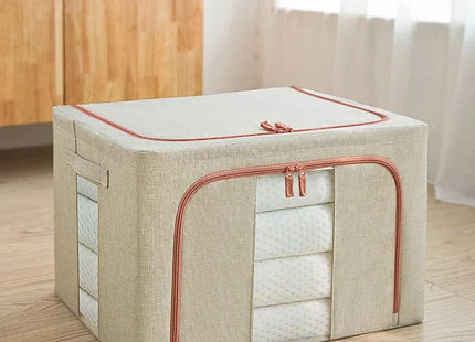 Large Foldable Fabric Storage Box - Steel Frame Transparent Lid Dustproof