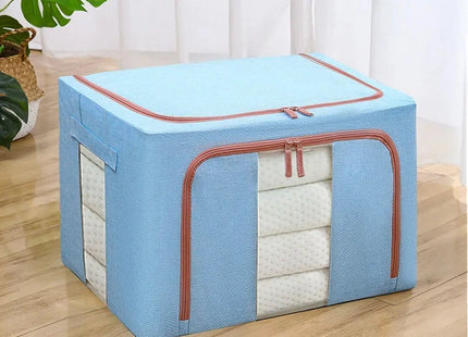 Large Foldable Fabric Storage Box - Steel Frame Transparent Lid Dustproof