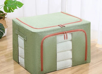 Large Foldable Fabric Storage Box - Steel Frame Transparent Lid Dustproof