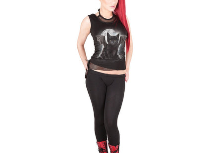 BAT CAT - 2in1 Neck Tie Mesh Top Black