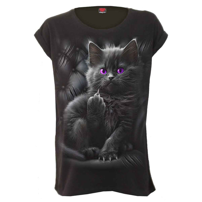 CATTITUDE - Turnup Sleeve Loosefit Tee