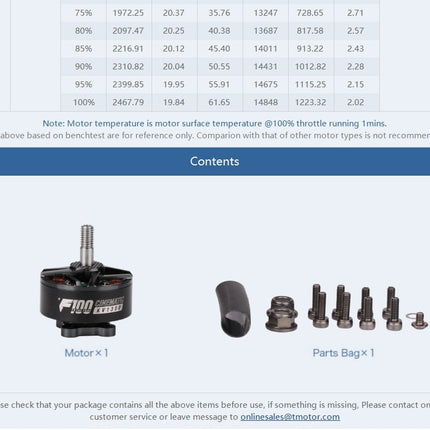 Tmotor F100 2810 Long Range / Cinelifter Motor (1100kV, 1350kV)