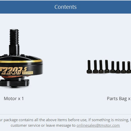 TMotor F2203.5 Motor (1500kV, 2850kV)