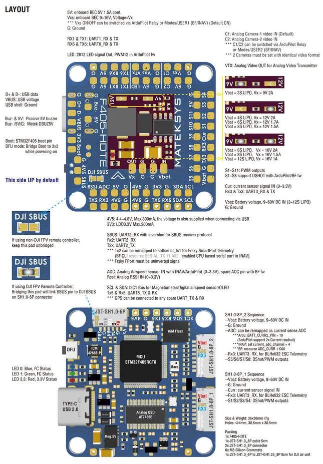 Matek F405-HDTE Flight Controller