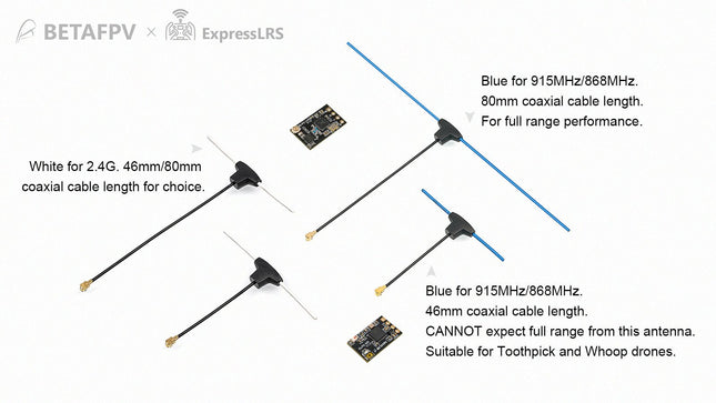 BetaFPV Dipole T Antenna (2pcs) (2.4GHz / 868MHz)