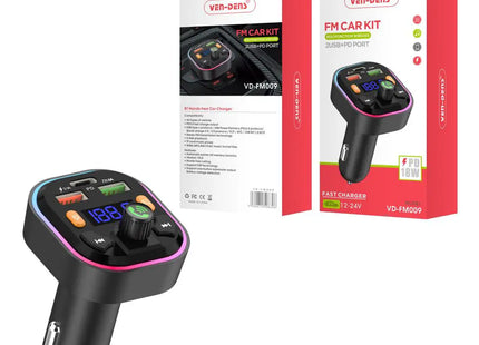 Versatile Wireless FM Car Adapter with Dual USB & PD Fast Charging (VD-FM009)