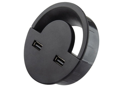 80mm Desktop Outlet USB Cable Wire Hole Cover Round Winder Holder, 80mm