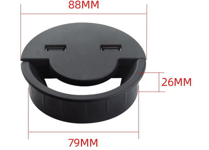80mm Desktop Outlet USB Cable Wire Hole Cover Round Winder Holder, 80mm