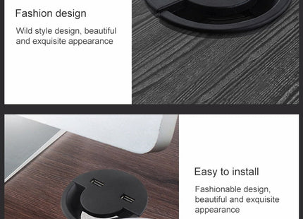 80mm Desktop Outlet USB Cable Wire Hole Cover Round Winder Holder, 80mm