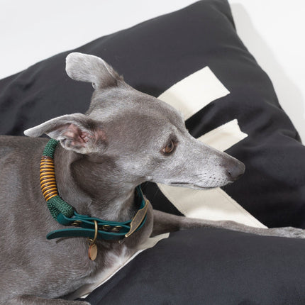 Dog Bed Big WOOF in Black Velvet