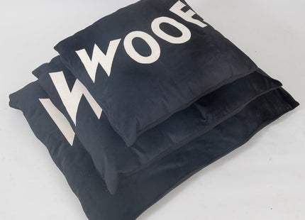 Dog Bed Big WOOF in Black Velvet