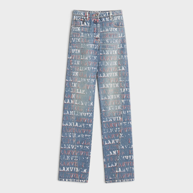 Lanvin Straight Fit Printed Pants Blue