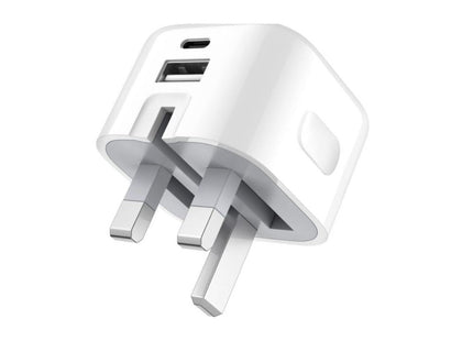 20W Foldable Dual USB-A & USB-C Fast Charger Adapter for Samsung Galaxy, iPhones & Android