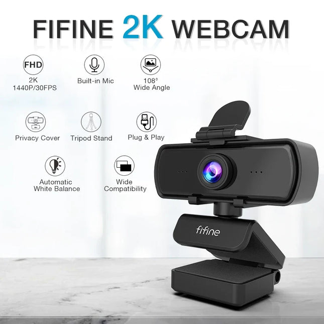 1440p Full HD USB Webcam with Microphone & Tripod for PC Desktop & Laptop - Live Streaming & Video Calling Camera