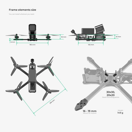 GRL FPV PRO 2 Freestyle Quadcopter Frame 5''