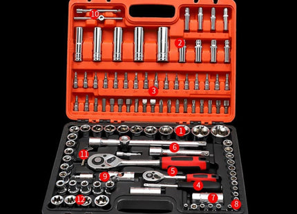 108 In 1 Multi-function Car Repair Combination Toolbox Ratchet Wrench Set, 108 In 1
