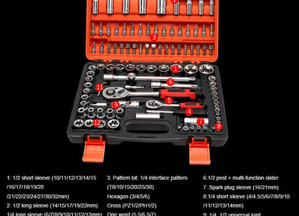 108 In 1 Multi-function Car Repair Combination Toolbox Ratchet Wrench Set, 108 In 1
