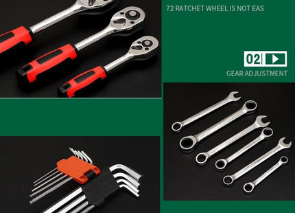 108 In 1 Multi-function Car Repair Combination Toolbox Ratchet Wrench Set, 108 In 1
