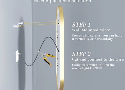 Luxury Oval LED Illuminated Bathroom Mirror Gold Frame Demister Touch Control