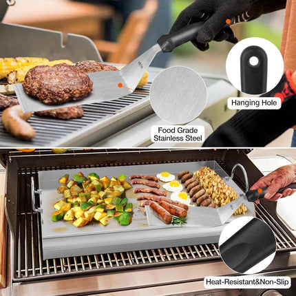 Onlyfire 23" Stainless Steel BBQ Griddle Plate with Spatula & Scraper Kit
