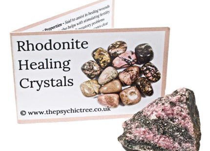Rhodonite Rough Crystal & Guide Pack