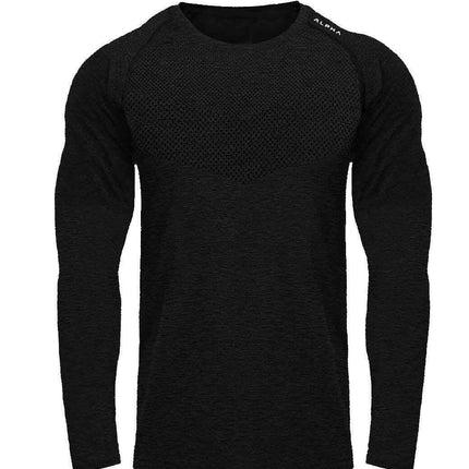 O Neck Long Sleeve Mesh Quick Dry Athletic T Shirt for Men