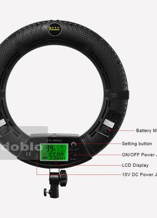 96W Yidoblo FE-480II Dimmable Bi-color Ring Light 480 LED Video Continue Lamp LCD Video lamp Lighting + 2m standing + handbag