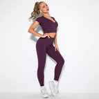 L / v-shirt+Leggings-purple red