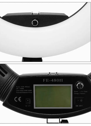 96W Yidoblo FE-480II Dimmable Bi-color Ring Light 480 LED Video Continue Lamp LCD Video lamp Lighting + 2m standing + handbag