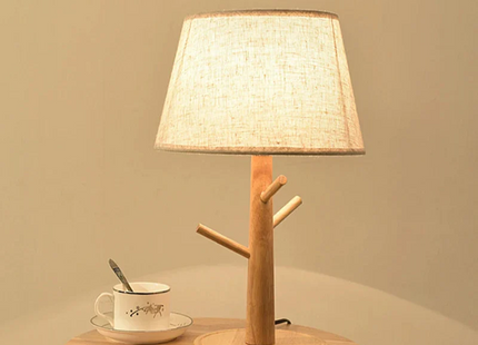 Wooden table lamp fabric lampshade