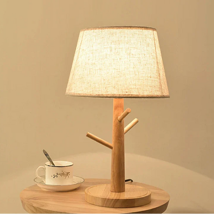 Wooden table lamp fabric lampshade