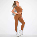 L / v-shirt+Leggings-coffee