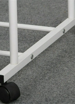 1.5m Large Clothes Rack Double Rail Rolling Stand Shoes Rack Storage Shelf White