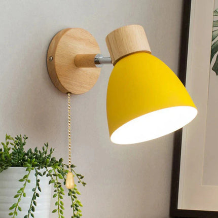 Wooden  Wall Lamp With Switch Modern Wall Sconce