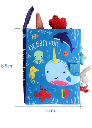 0-36M Baby Early Learning Toy Tail Cloth Book Parent-child Interactive Sound Paper Puzzle Cloth Book Rattle