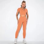 M / v-shirt+Leggings-Yellow Orange
