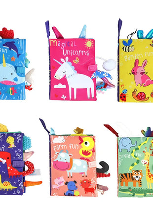 0-36M Baby Early Learning Toy Tail Cloth Book Parent-child Interactive Sound Paper Puzzle Cloth Book Rattle