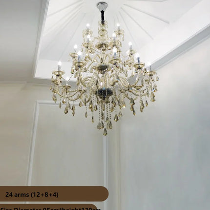 Large Villa 24/32/36/48 Lamps Crystal Chandelier Stair Long Lighting Fixture
