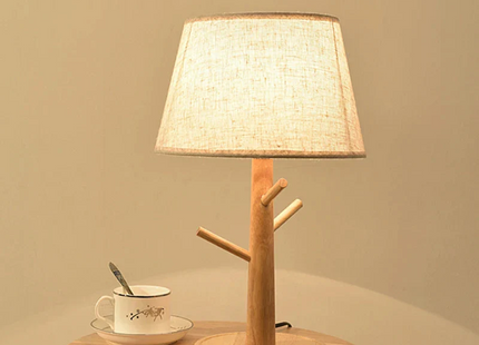 Wooden table lamp fabric lampshade