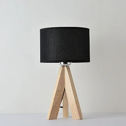 Modern Wooden Table Lamp With Fabric Lampshade