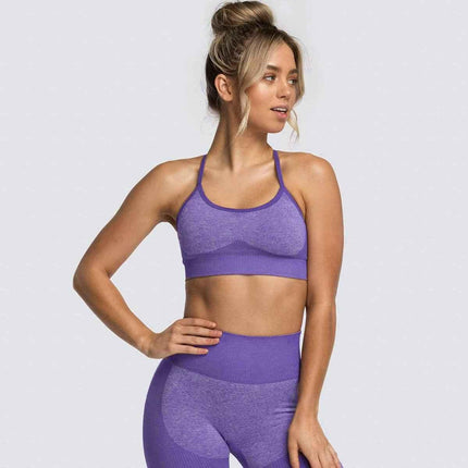 2 Piece Set Seamless Gym Wear Leggings for Women with Breathable Yoga Bra - High Quality Activewear