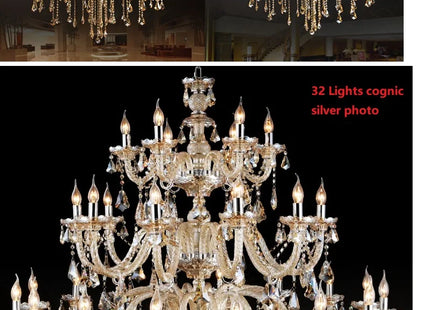 Large Villa 24/32/36/48 Lamps Crystal Chandelier Stair Long Lighting Fixture