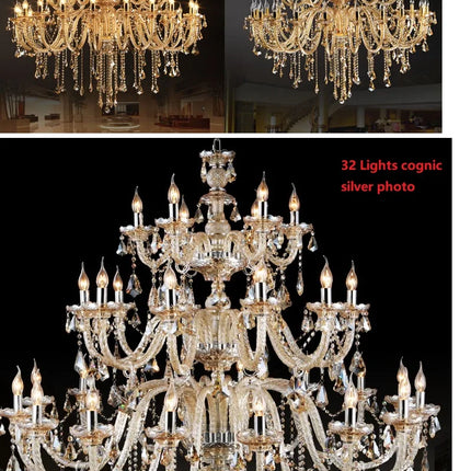Large Villa 24/32/36/48 Lamps Crystal Chandelier Stair Long Lighting Fixture