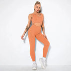 M / v-bra+Leggings-Yellow Orange