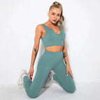 S / v-bra+Leggings-blue gray