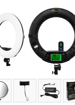 96W Yidoblo FE-480II Dimmable Bi-color Ring Light 480 LED Video Continue Lamp LCD Video lamp Lighting + 2m standing + handbag