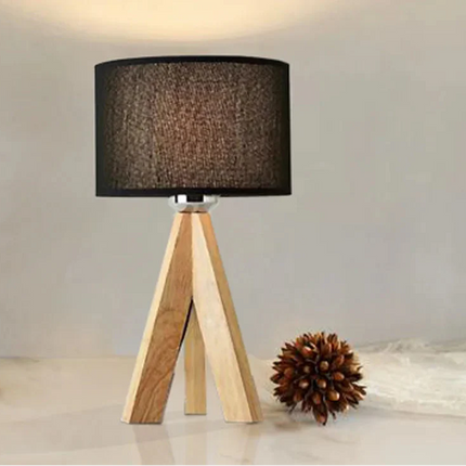 Modern Wooden Table Lamp With Fabric Lampshade